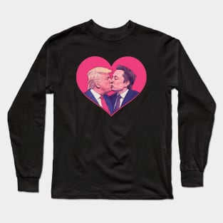 Funny Trump & Elon Kissing Heart Valentine Long Sleeve T-Shirt